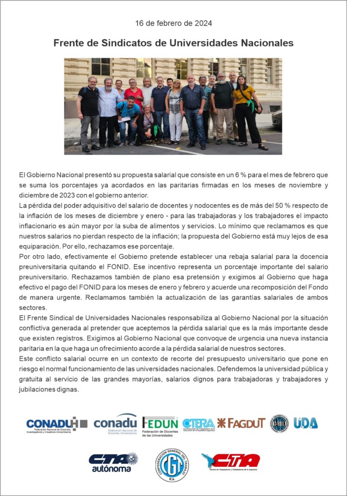 Docentes y no docentes universitarios rechazaron la oferta salarial