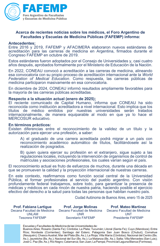 Los títulos de médicos argentinos tienen garantizada su validez en todo el mundo